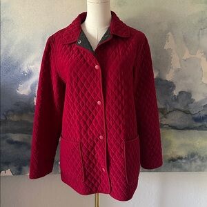 Beautiful Fully Lined Red Quilted Jacket M Petite
